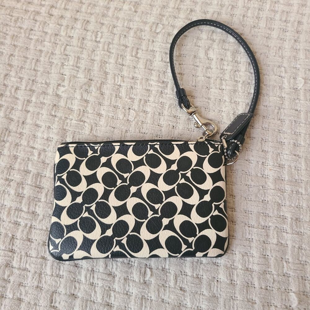 Coach Black and White Patterned Wristlet - Picture 2 of 9